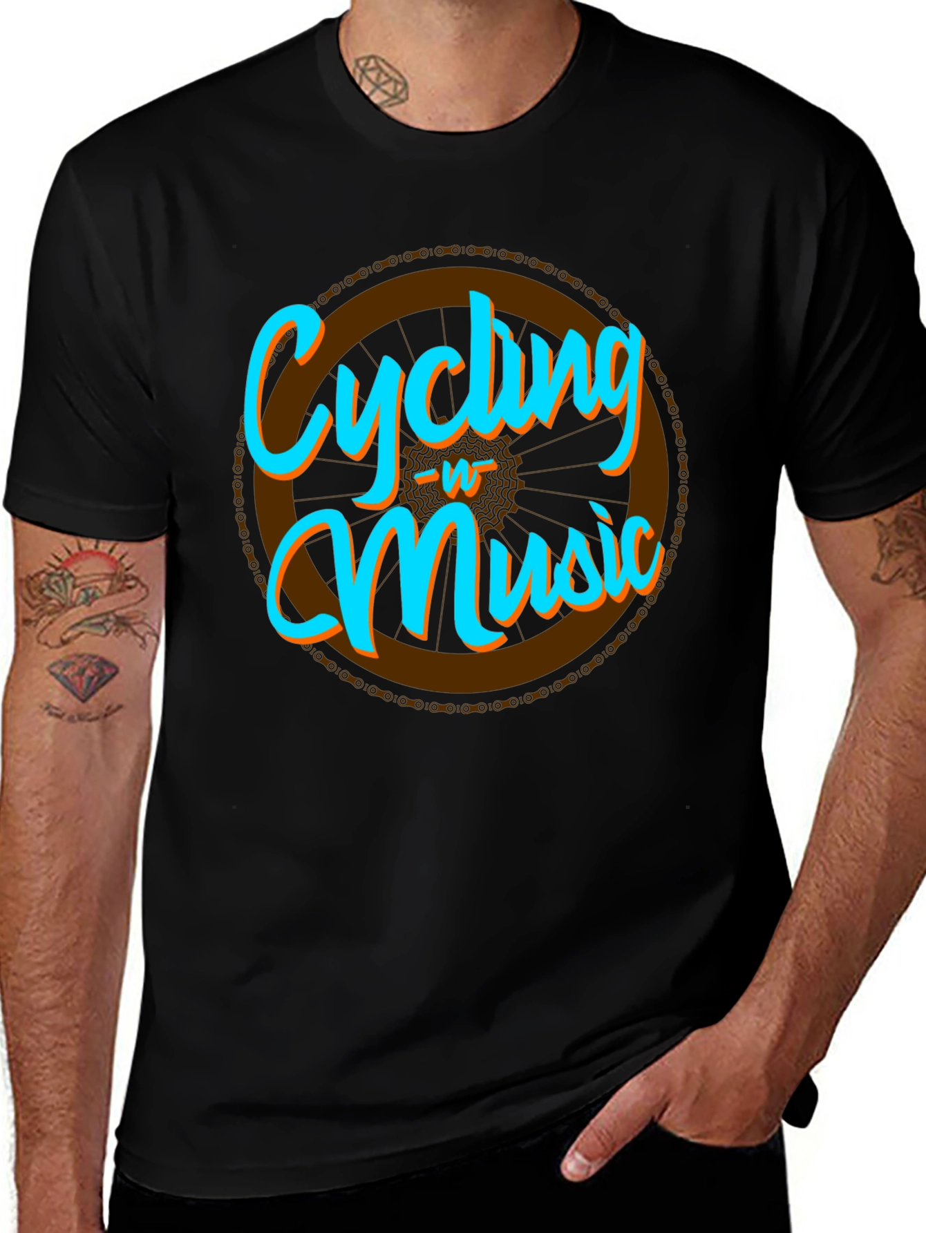 Cycling & Music Graphic T-Shirt - Cool Hobby Tee