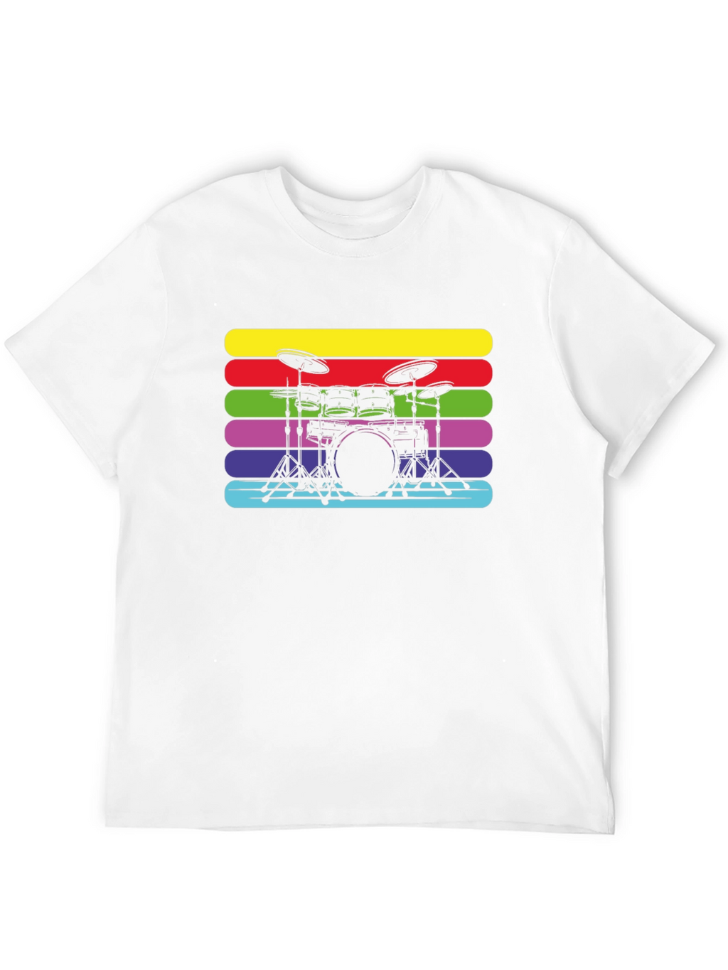 Retro Drum Set Black T-Shirt