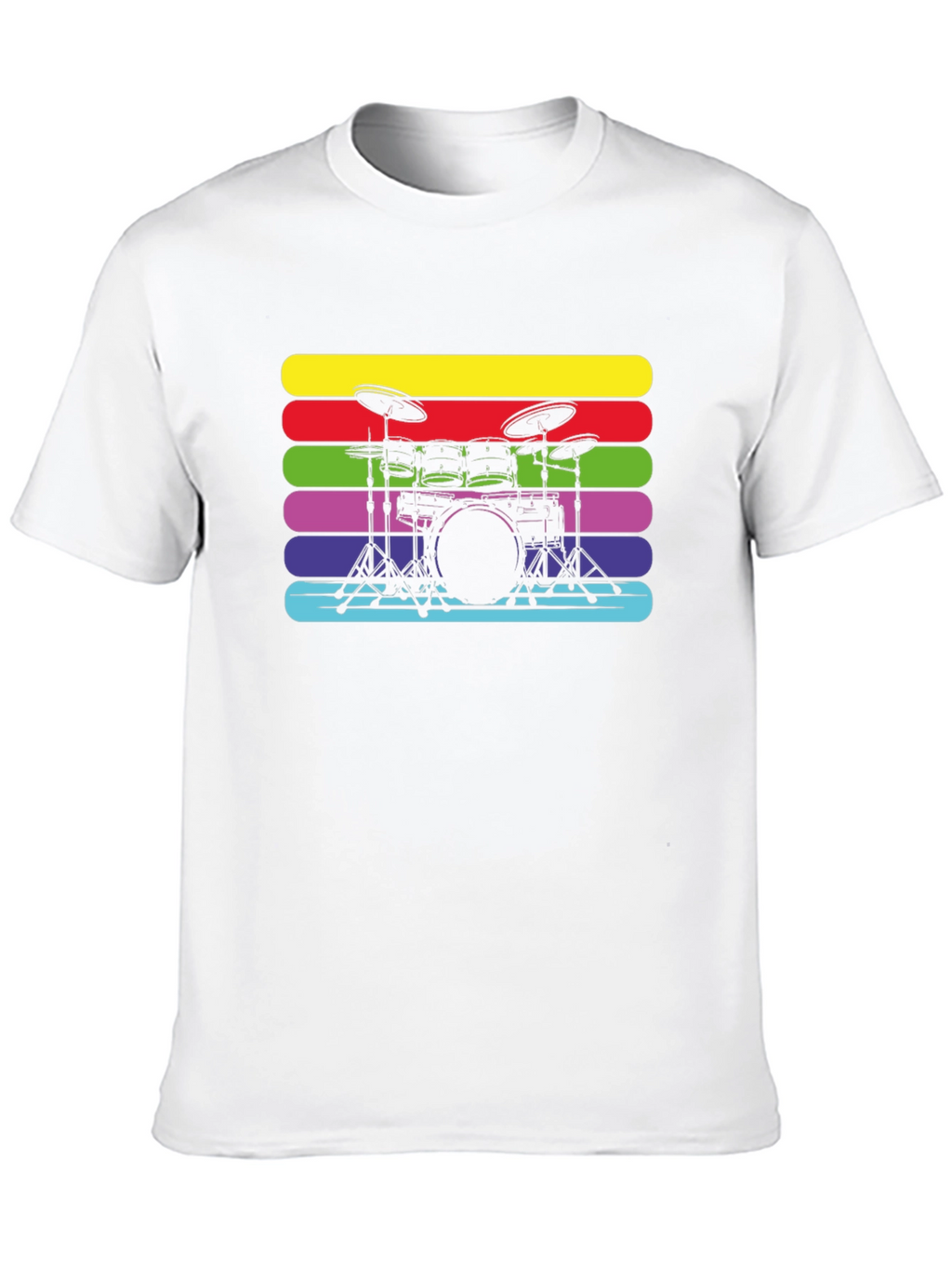 Retro Drum Set Black T-Shirt