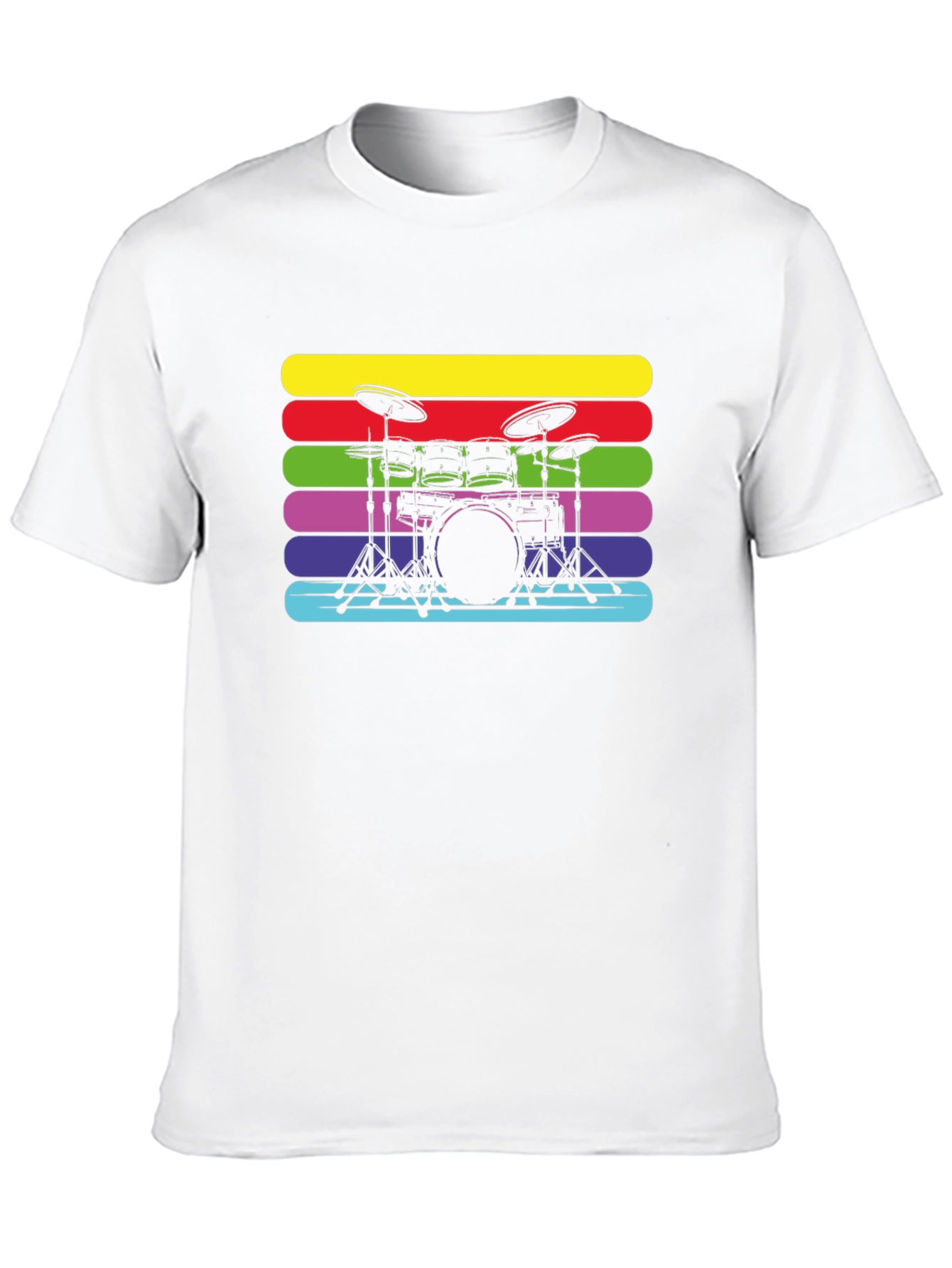 Retro Drum Set Black T-Shirt