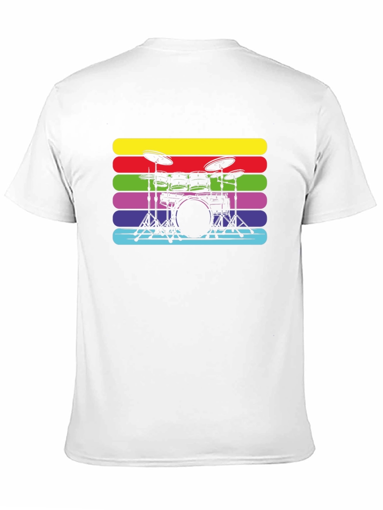 Retro Drum Set Black T-Shirt