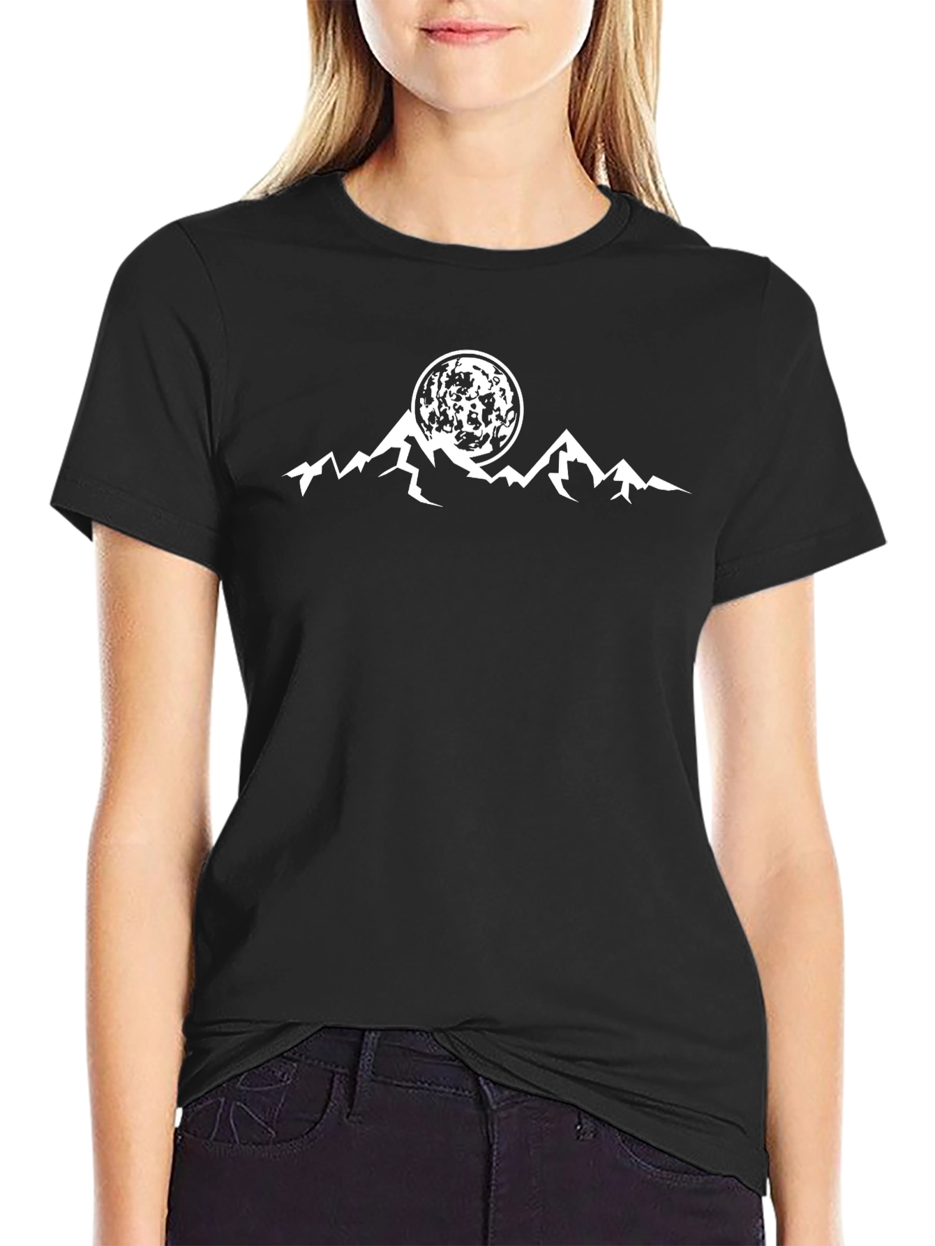 Mountain Moon Graphic Tee - Black Casual Shirt