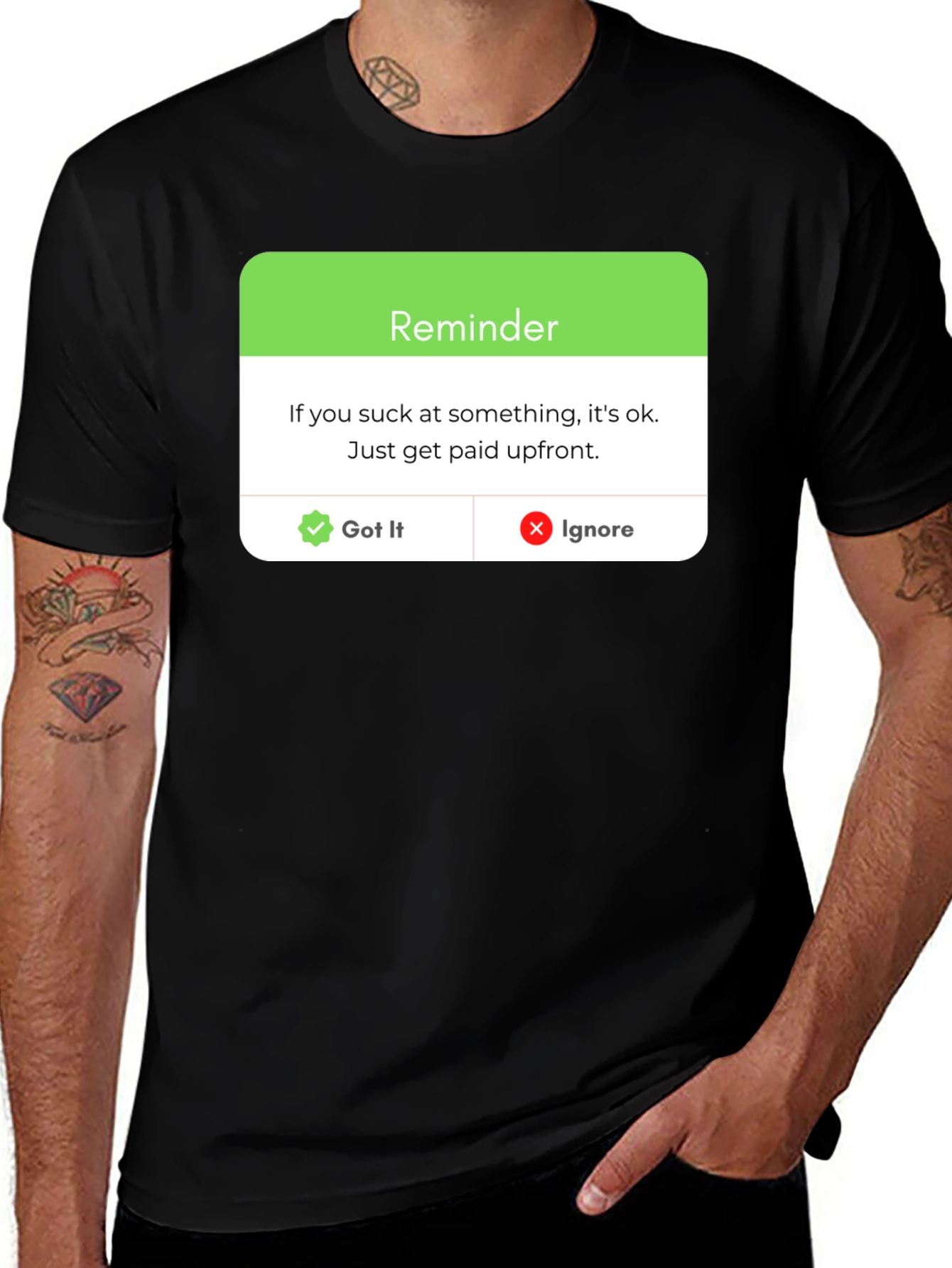 Reminder: Get Paid Upfront Black T-Shirt