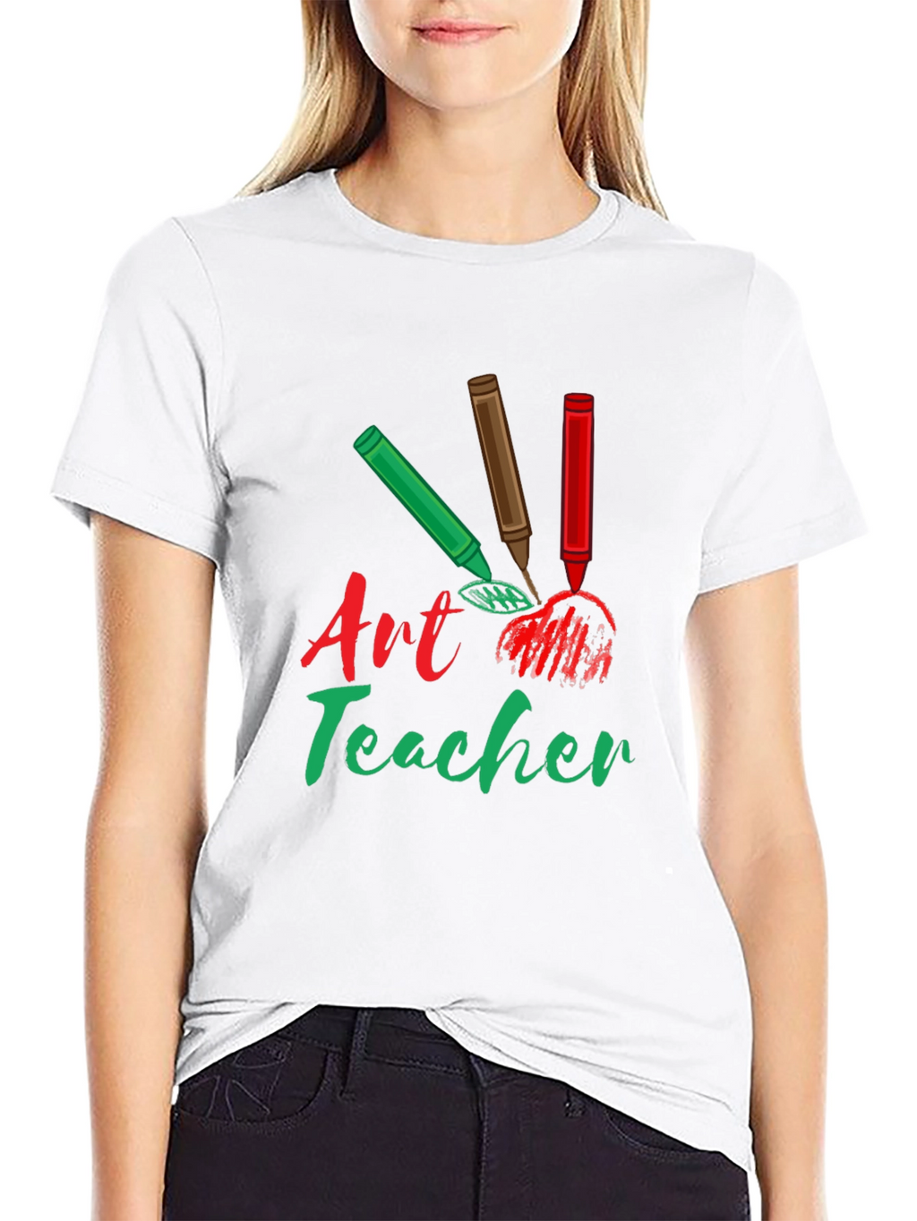 Art Teacher T-Shirt: Crayon Design Teacher Gift