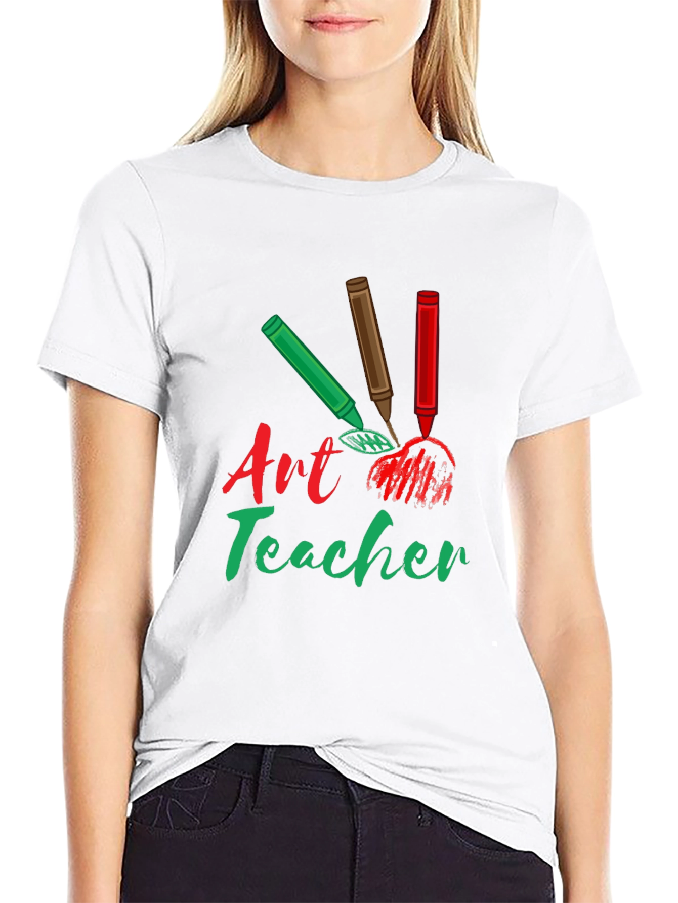 Art Teacher T-Shirt: Crayon Design Teacher Gift