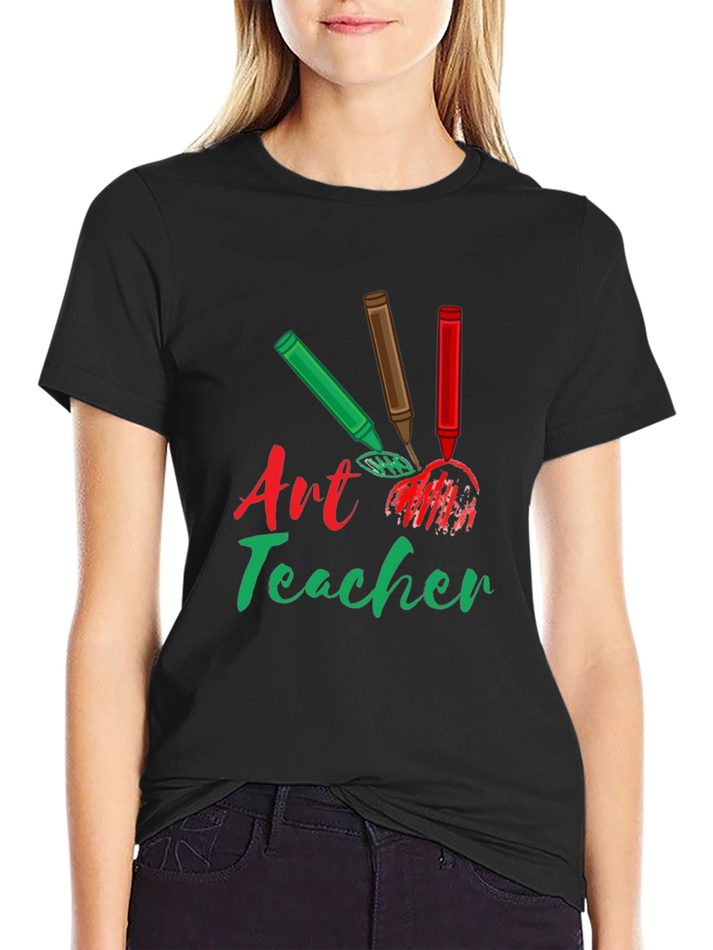 Art Teacher T-Shirt: Crayon Design Teacher Gift