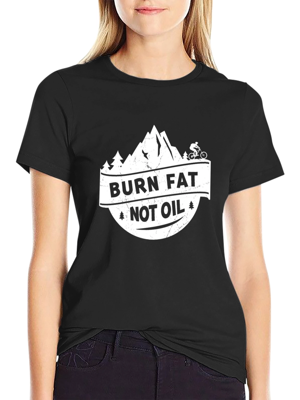 Burn Fat Not Oil Mountain Biker T-Shirt