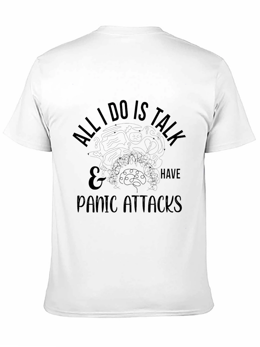 Humorous Panic Attack T-Shirt - Black Cotton Tee