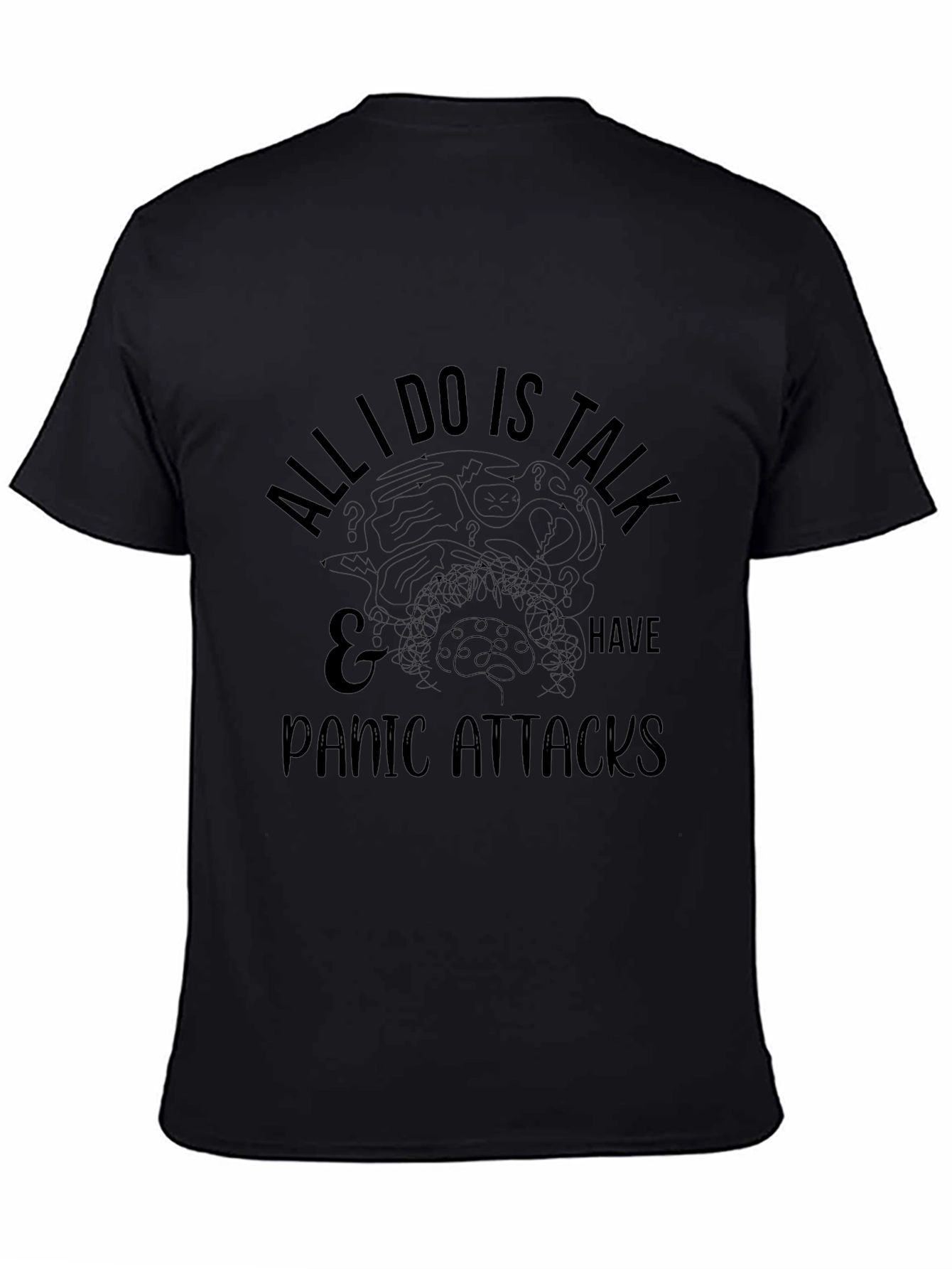 Humorous Panic Attack T-Shirt - Black Cotton Tee