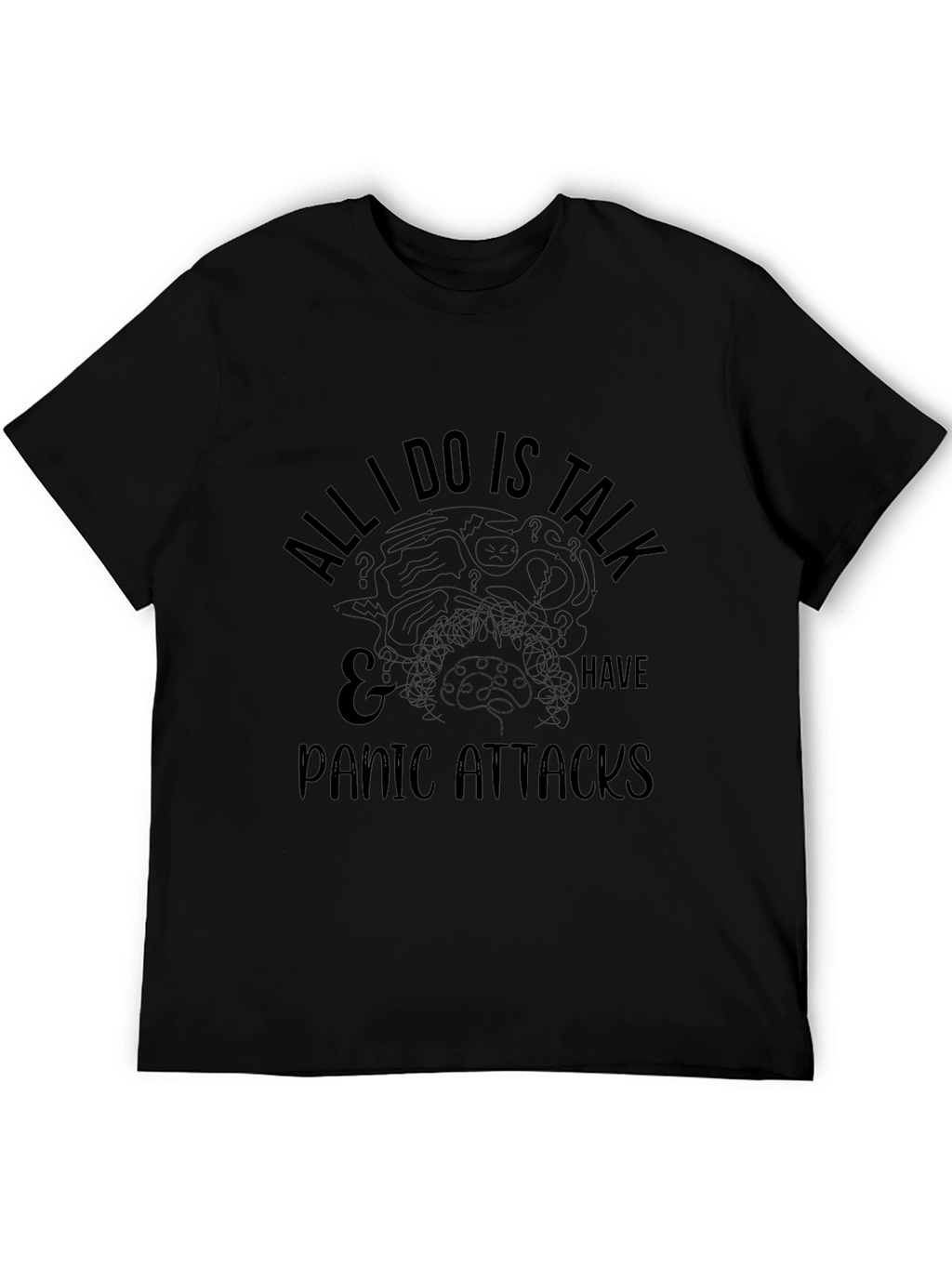 Humorous Panic Attack T-Shirt - Black Cotton Tee