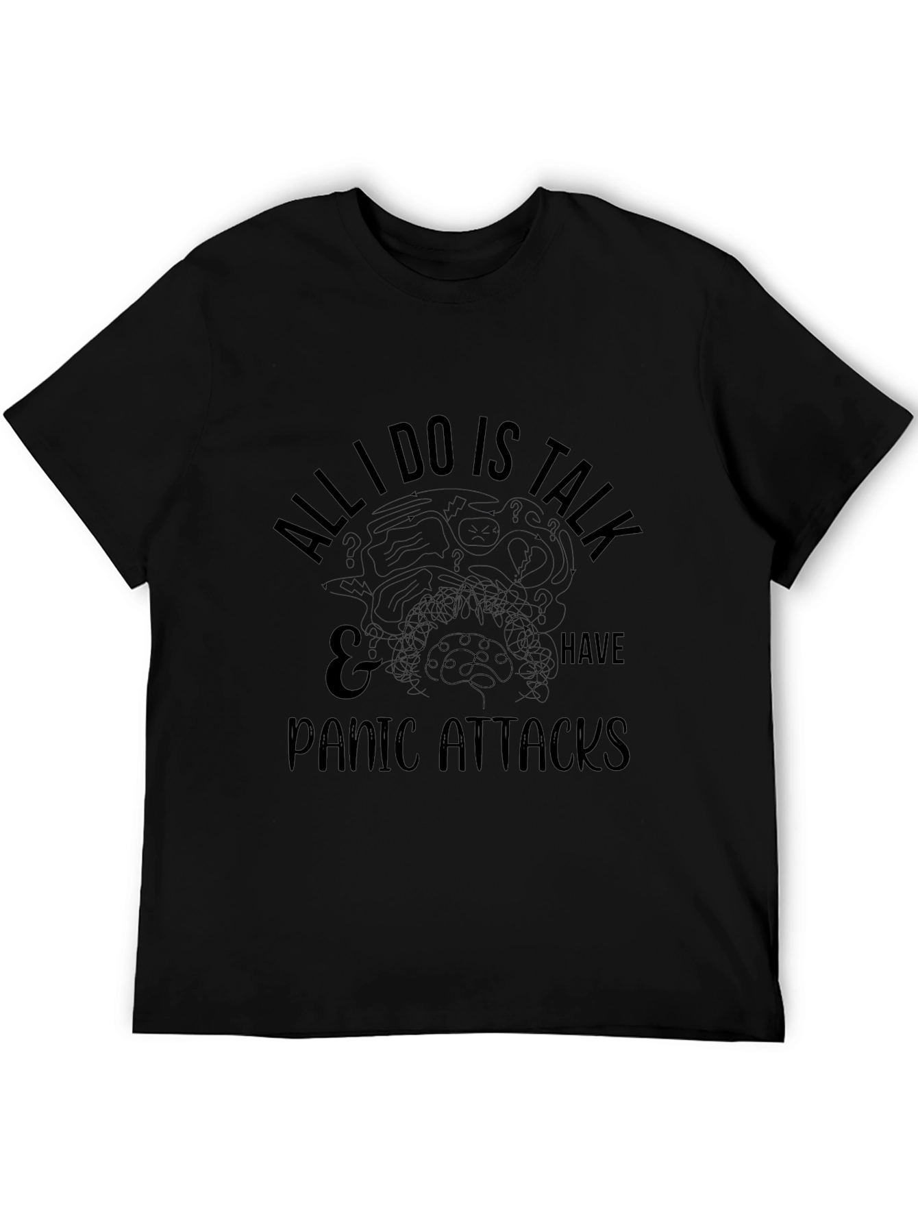 Humorous Panic Attack T-Shirt - Black Cotton Tee
