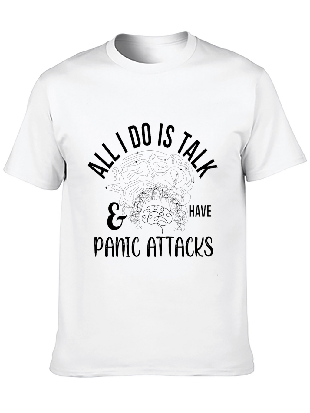 Humorous Panic Attack T-Shirt - Black Cotton Tee