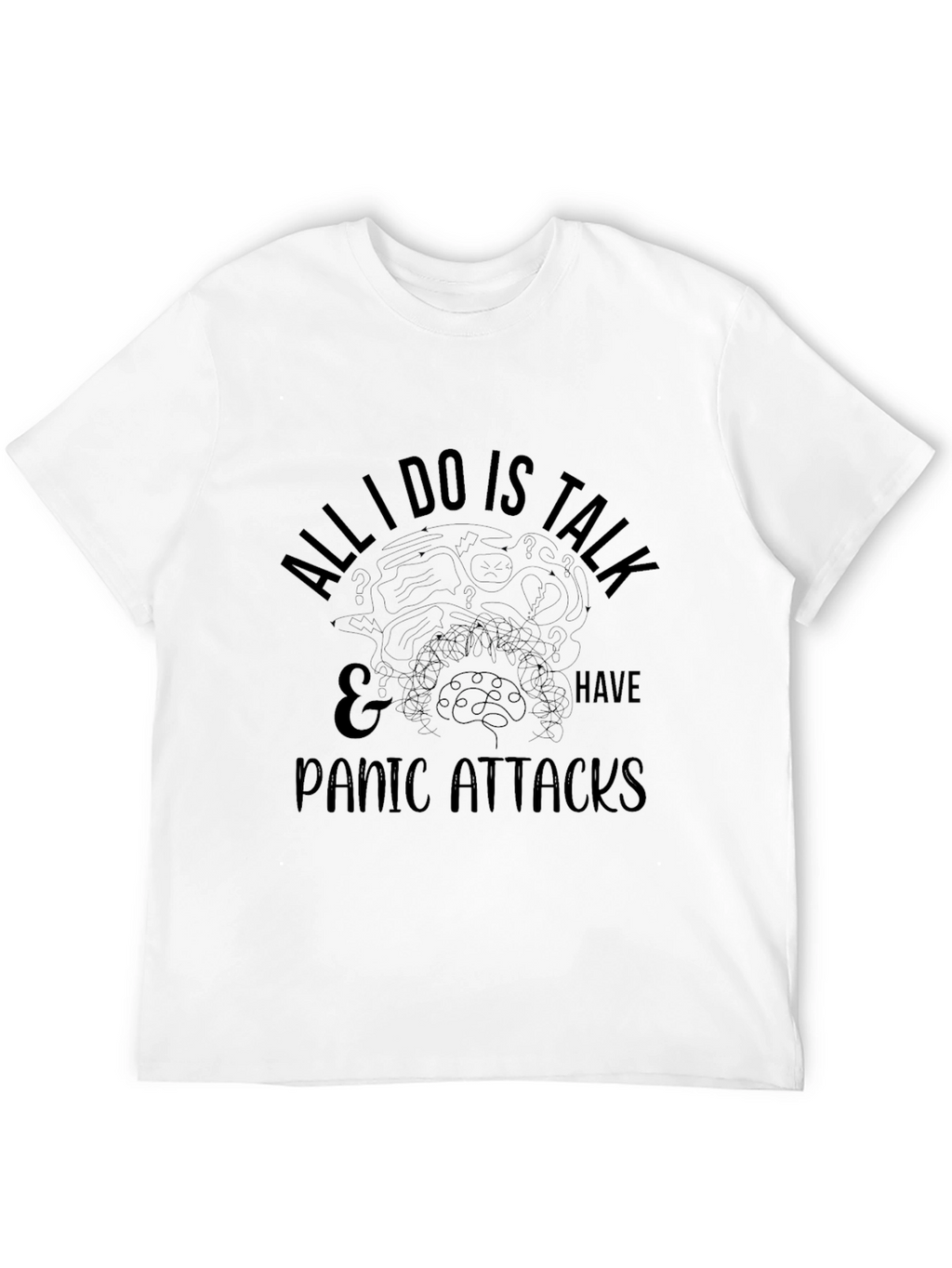 Humorous Panic Attack T-Shirt - Black Cotton Tee