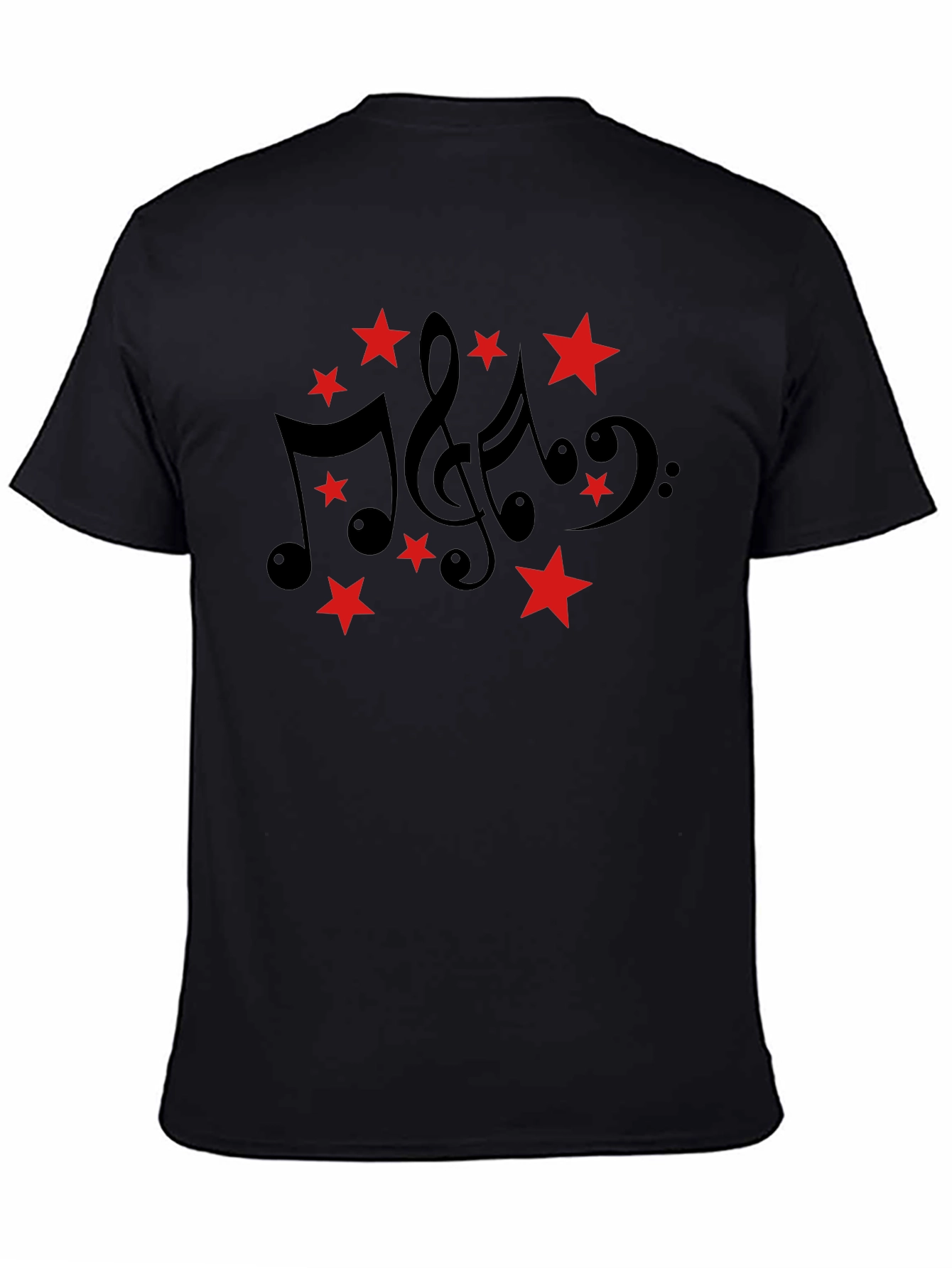 Musical Notes & Stars Black T-Shirt