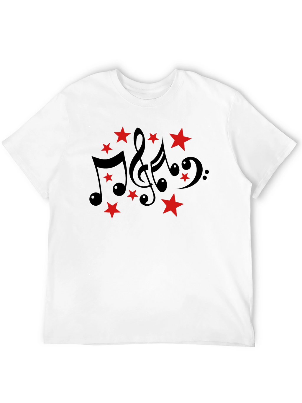 Musical Notes & Stars Black T-Shirt