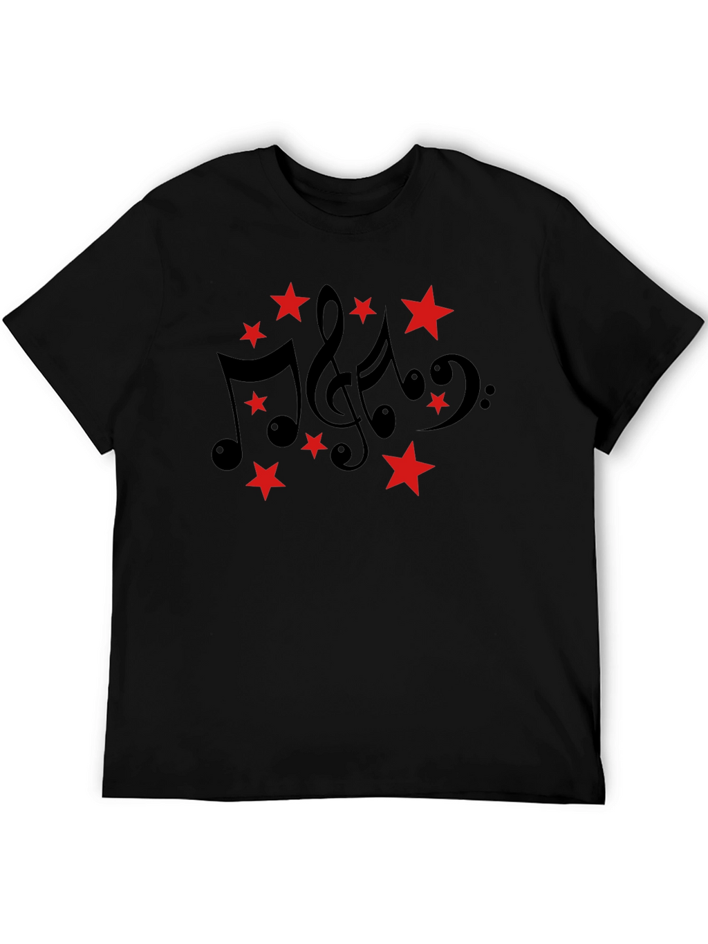 Musical Notes & Stars Black T-Shirt