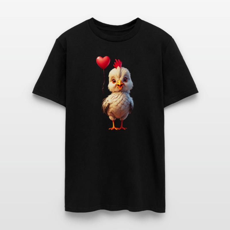 Adorable chick with heart shaped balloon.