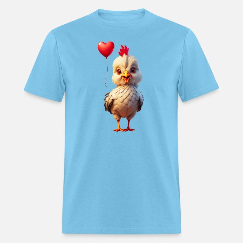 Adorable chick with heart shaped balloon.