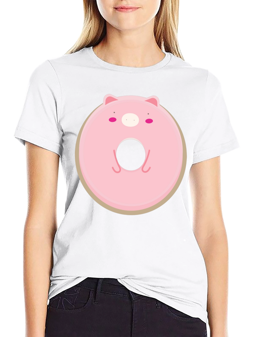 Cute Pig Donut Graphic T-Shirt - Casual Comfort
