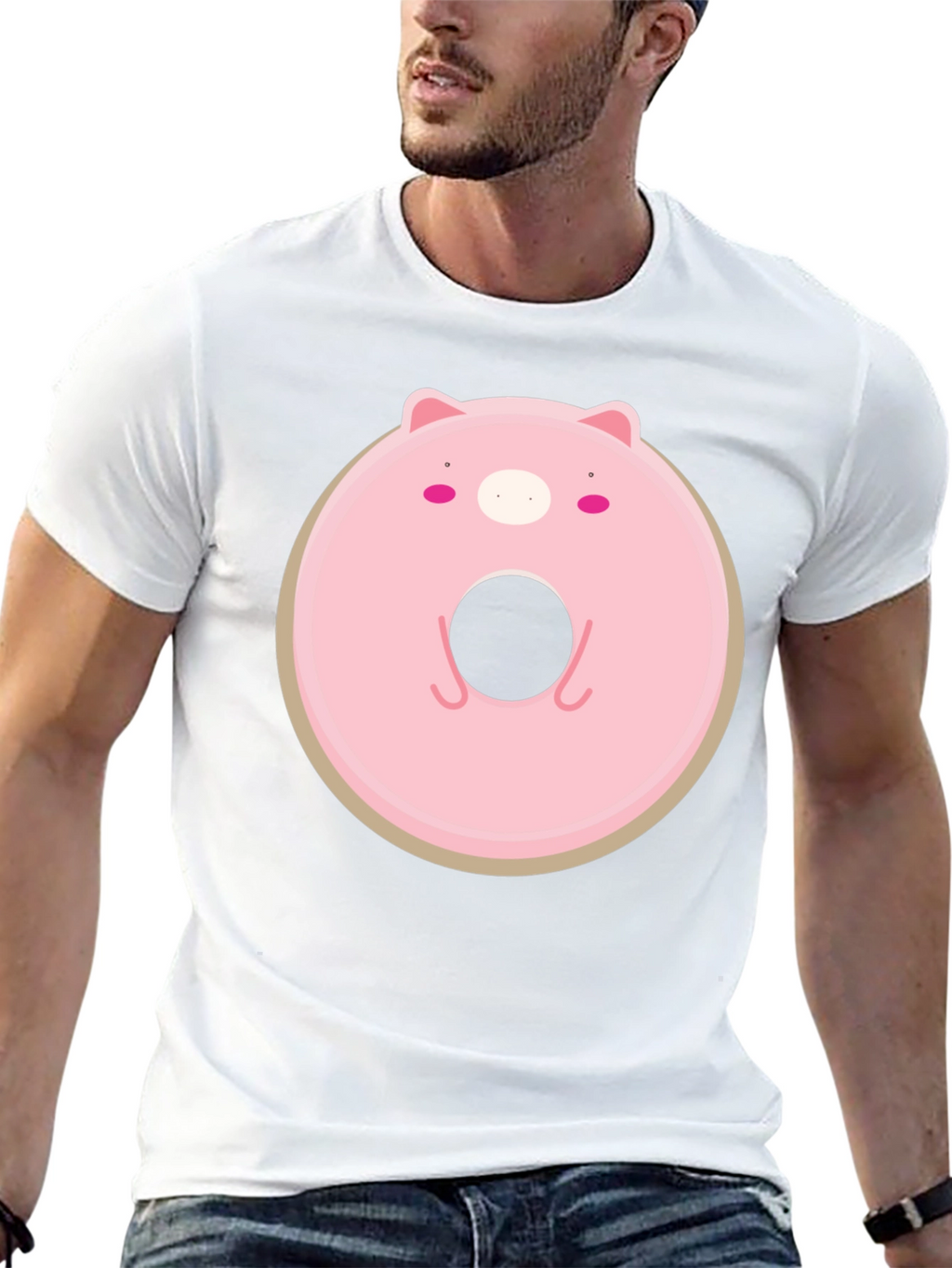 Cute Pig Donut Graphic T-Shirt - Casual Comfort