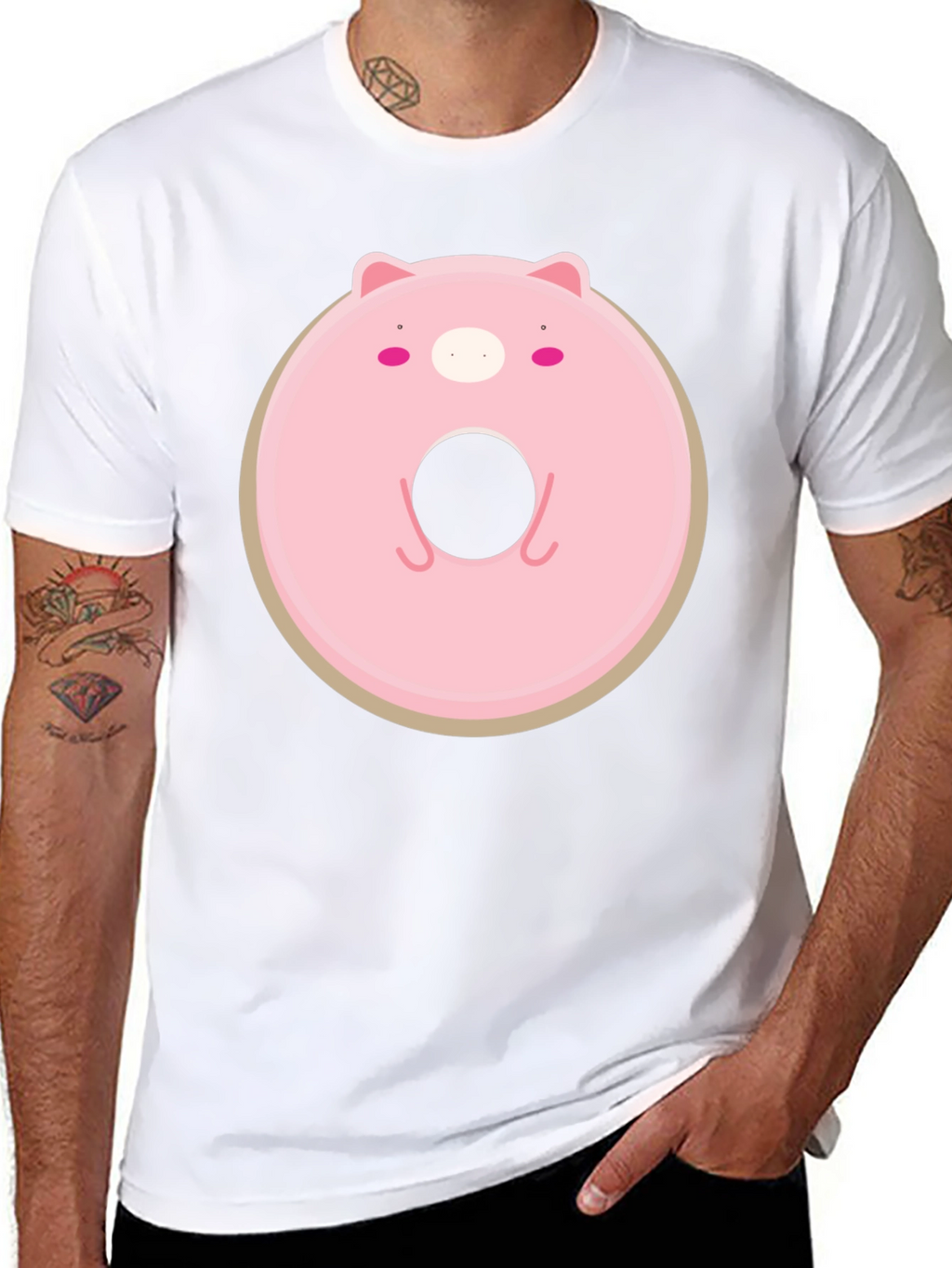 Cute Pig Donut Graphic T-Shirt - Casual Comfort