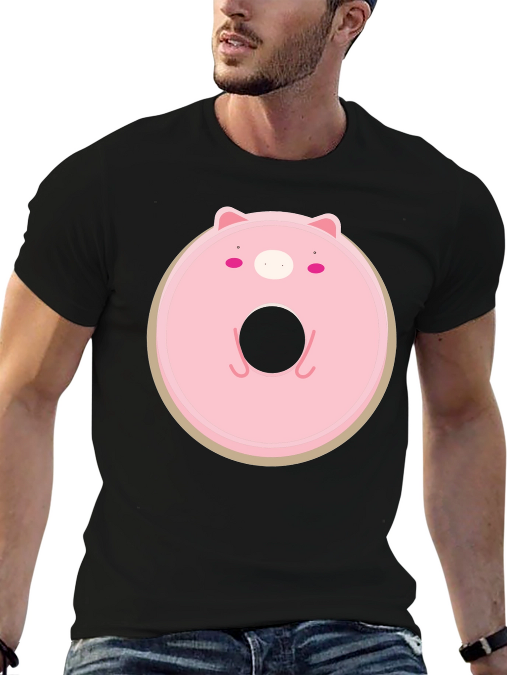 Cute Pig Donut Graphic T-Shirt - Casual Comfort