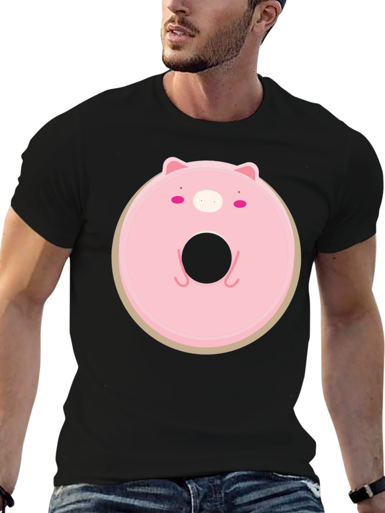 Cute Pig Donut Graphic T-Shirt - Casual Comfort
