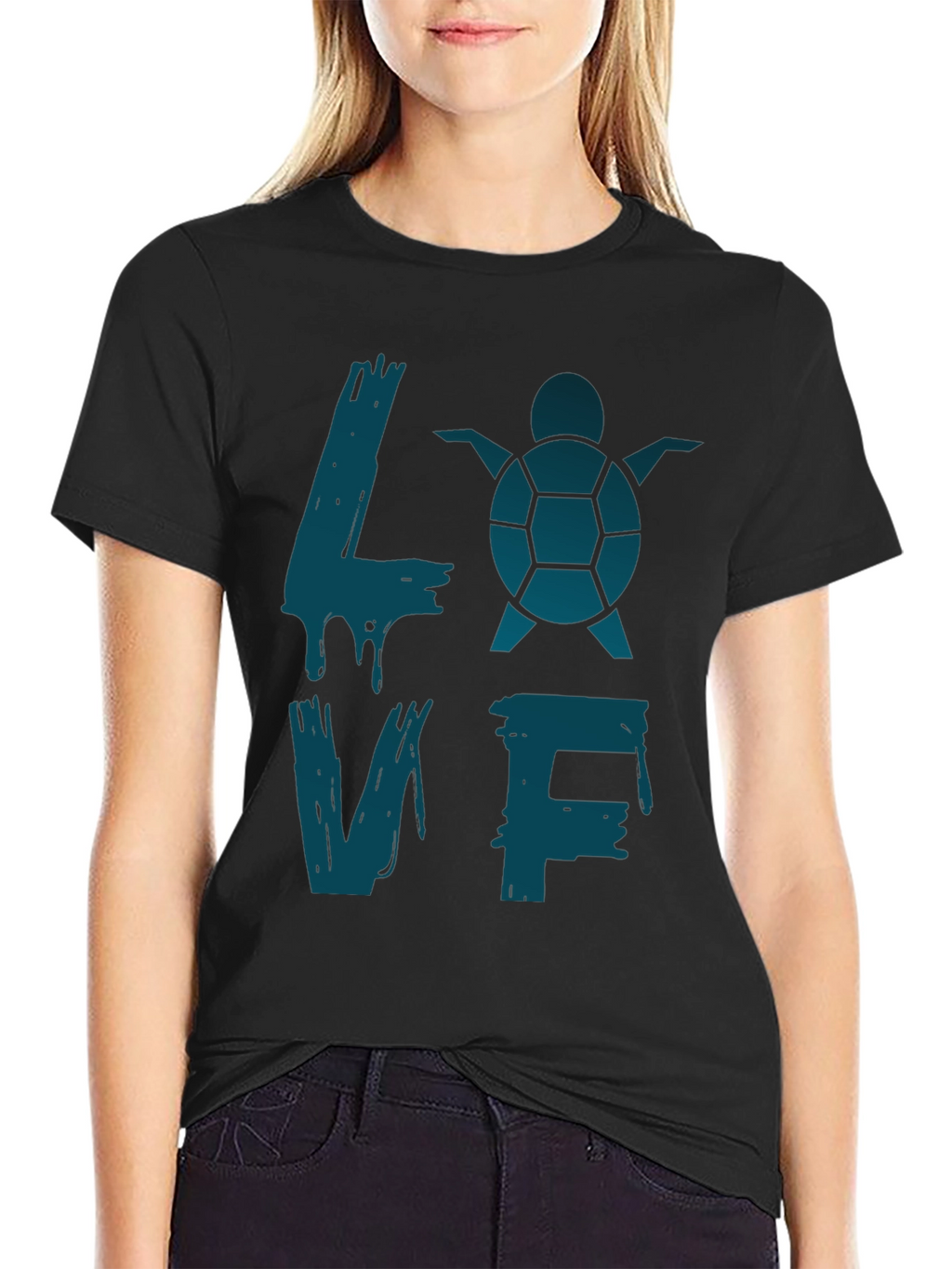 Turtle Love Graphic T-Shirt - Black