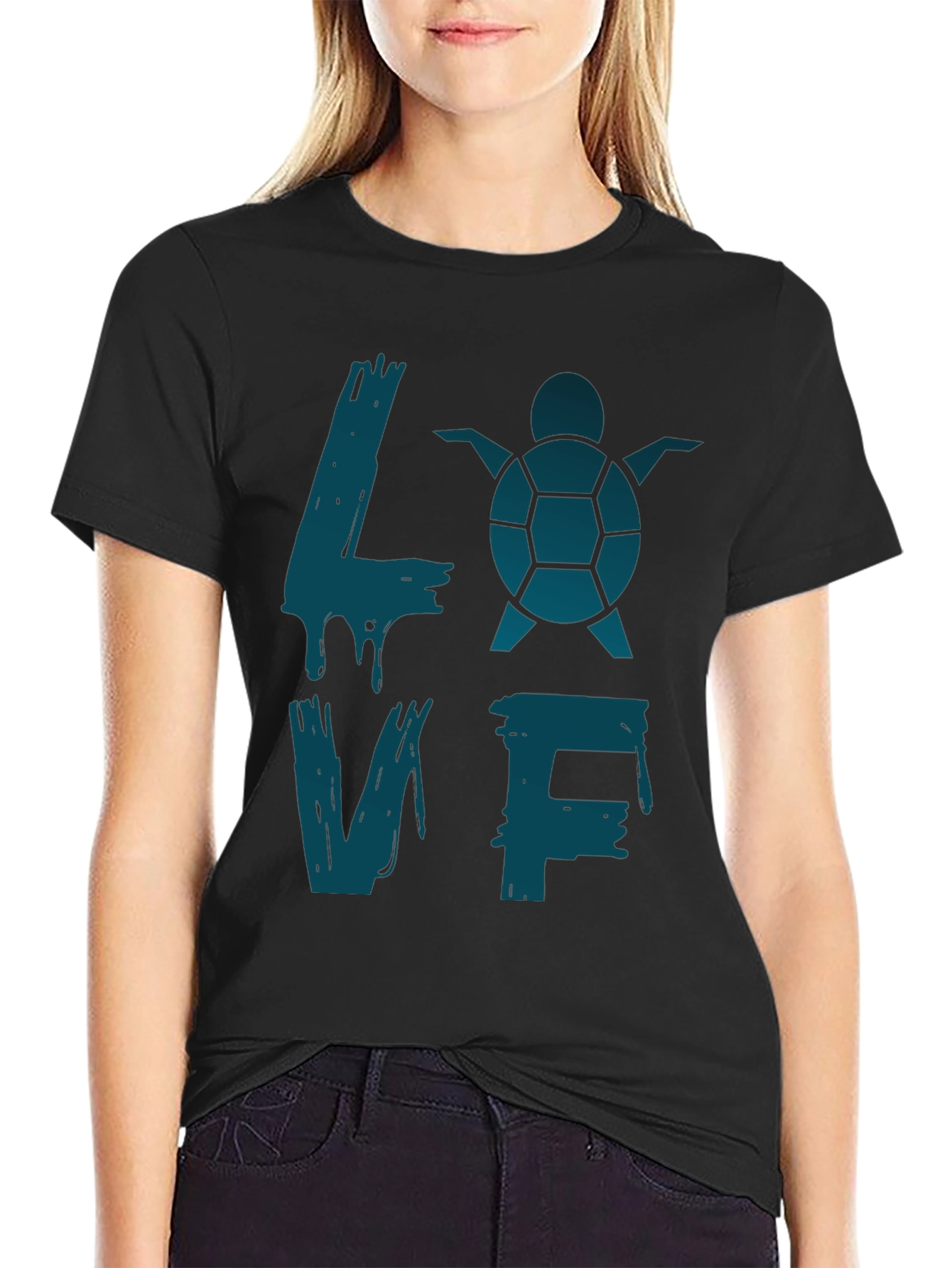 Turtle Love Graphic T-Shirt - Black
