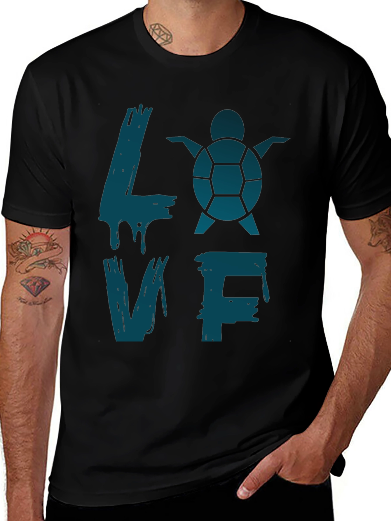 Turtle Love Graphic T-Shirt - Black