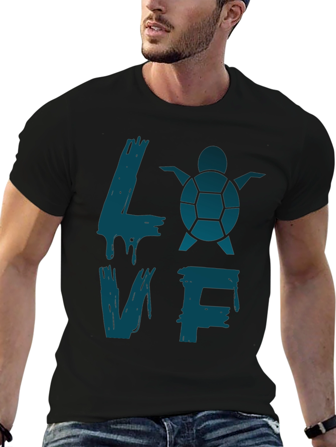 Turtle Love Graphic T-Shirt - Black