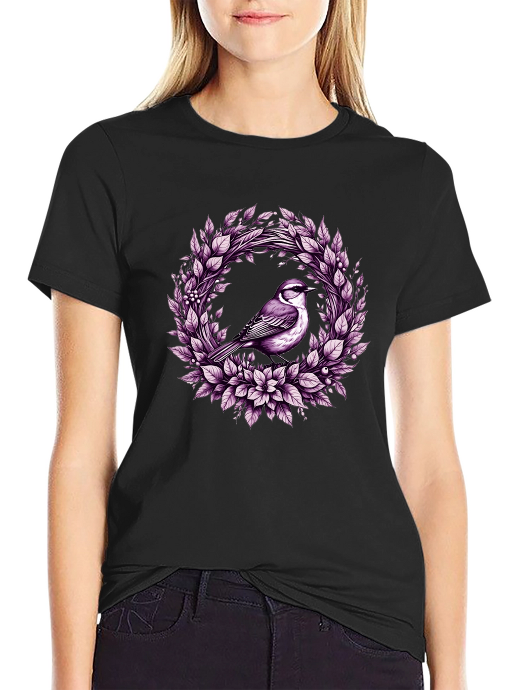 Bird & Floral Wreath Graphic Tee