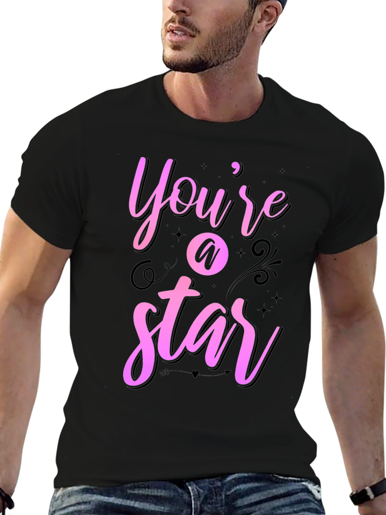 Youre A Star Graphic Tee - Black Casual Shirt