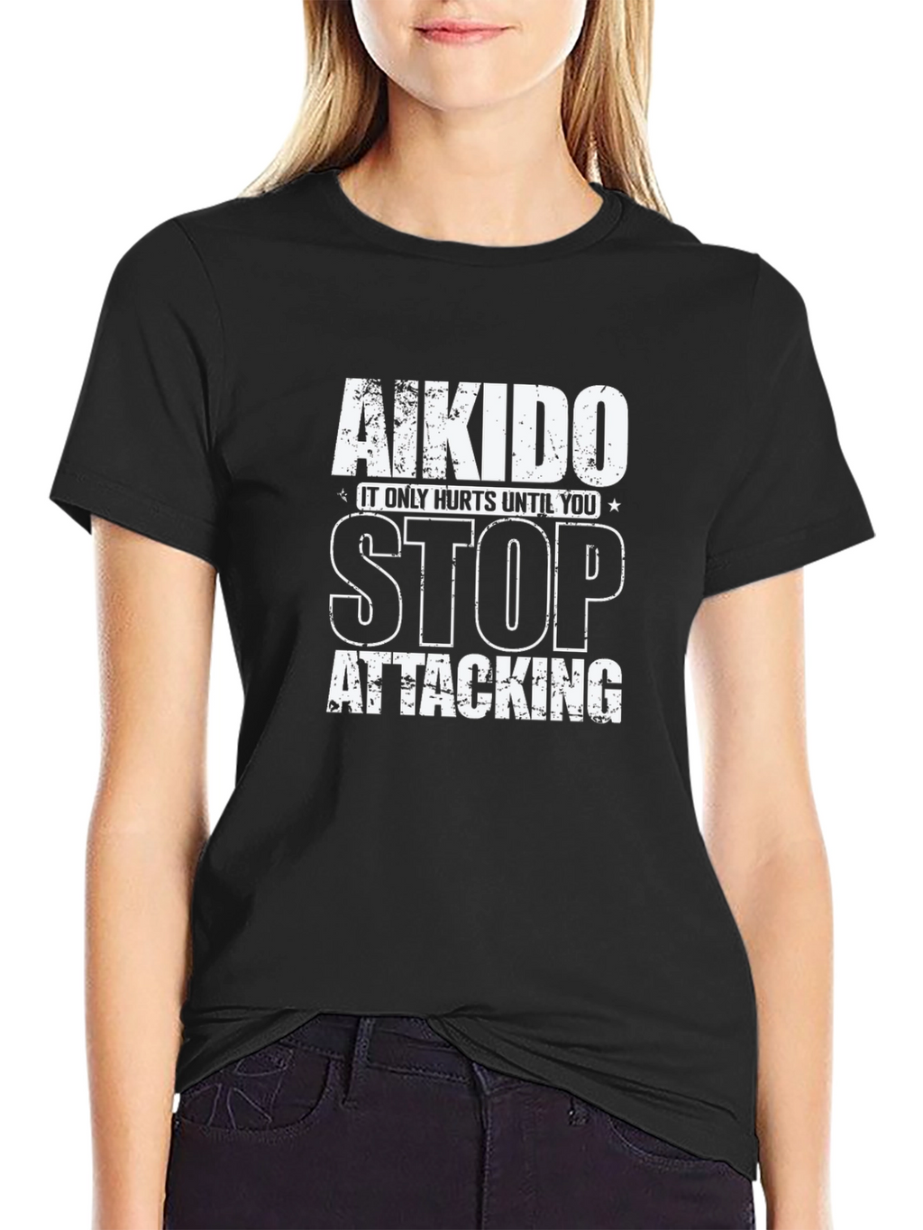 Aikido Stop Attacking Graphic Tee - Martial Arts Shirt