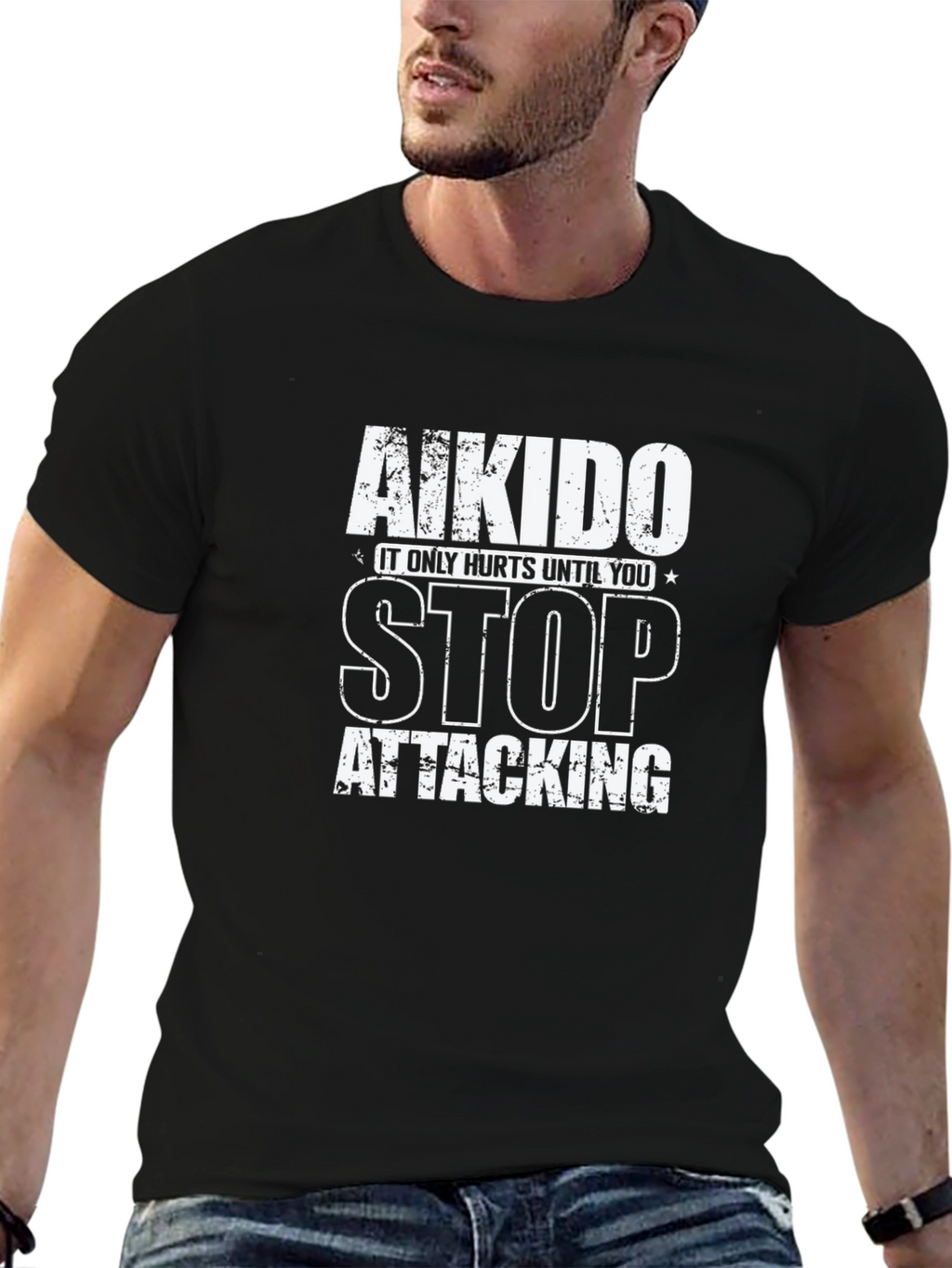 Aikido Stop Attacking Graphic Tee - Martial Arts Shirt