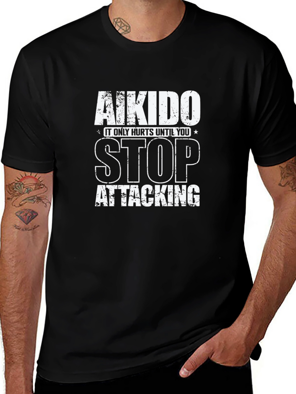 Aikido Stop Attacking Graphic Tee - Martial Arts Shirt