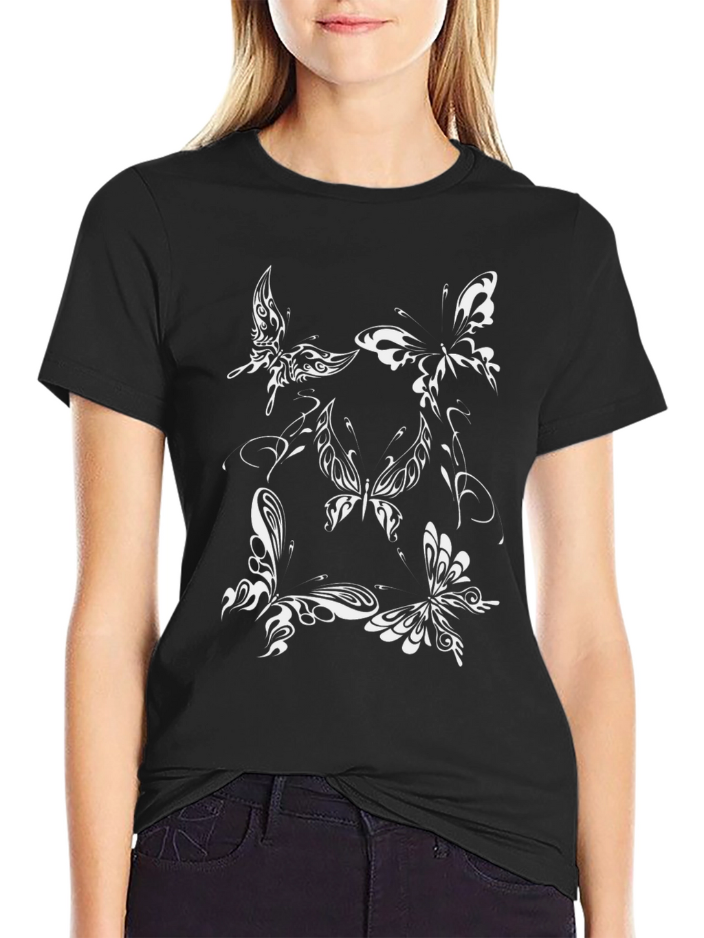 Butterfly Graphic Tee - Stylish Black T-Shirt