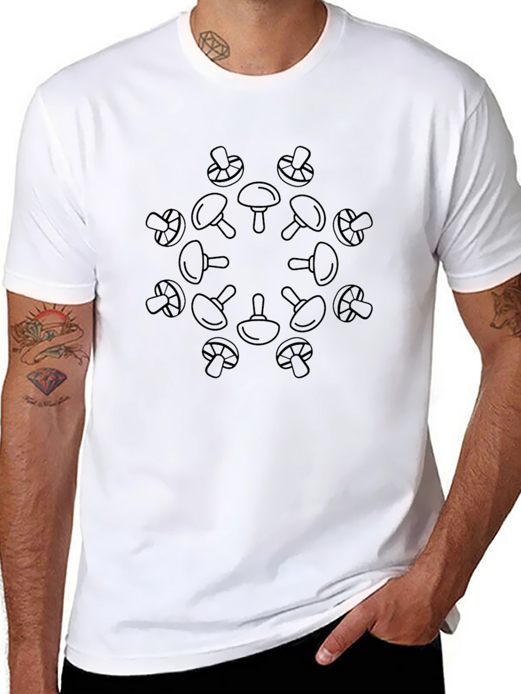 Mushroom Mandala Graphic Tee - Black