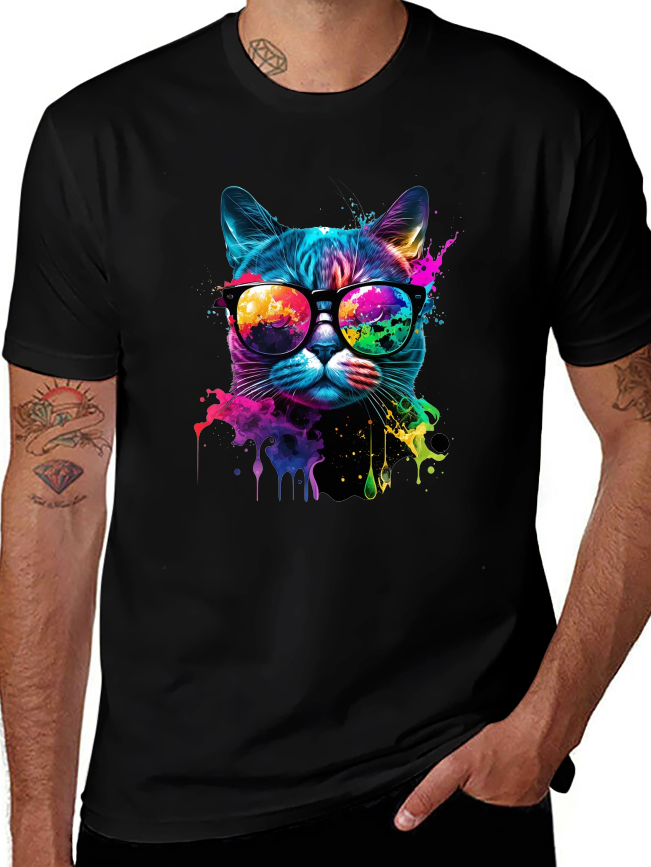 Cool Cat T-Shirt: Colorful Cat in Glasses
