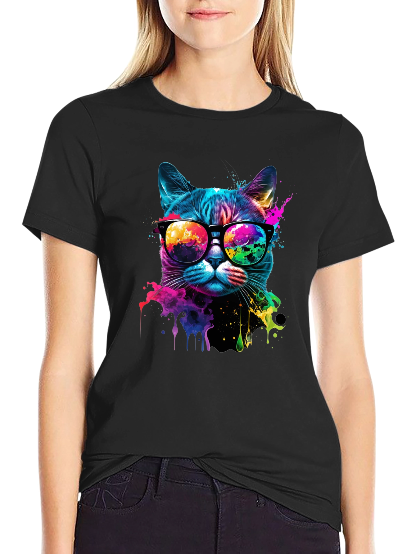 Cool Cat T-Shirt: Colorful Cat in Glasses