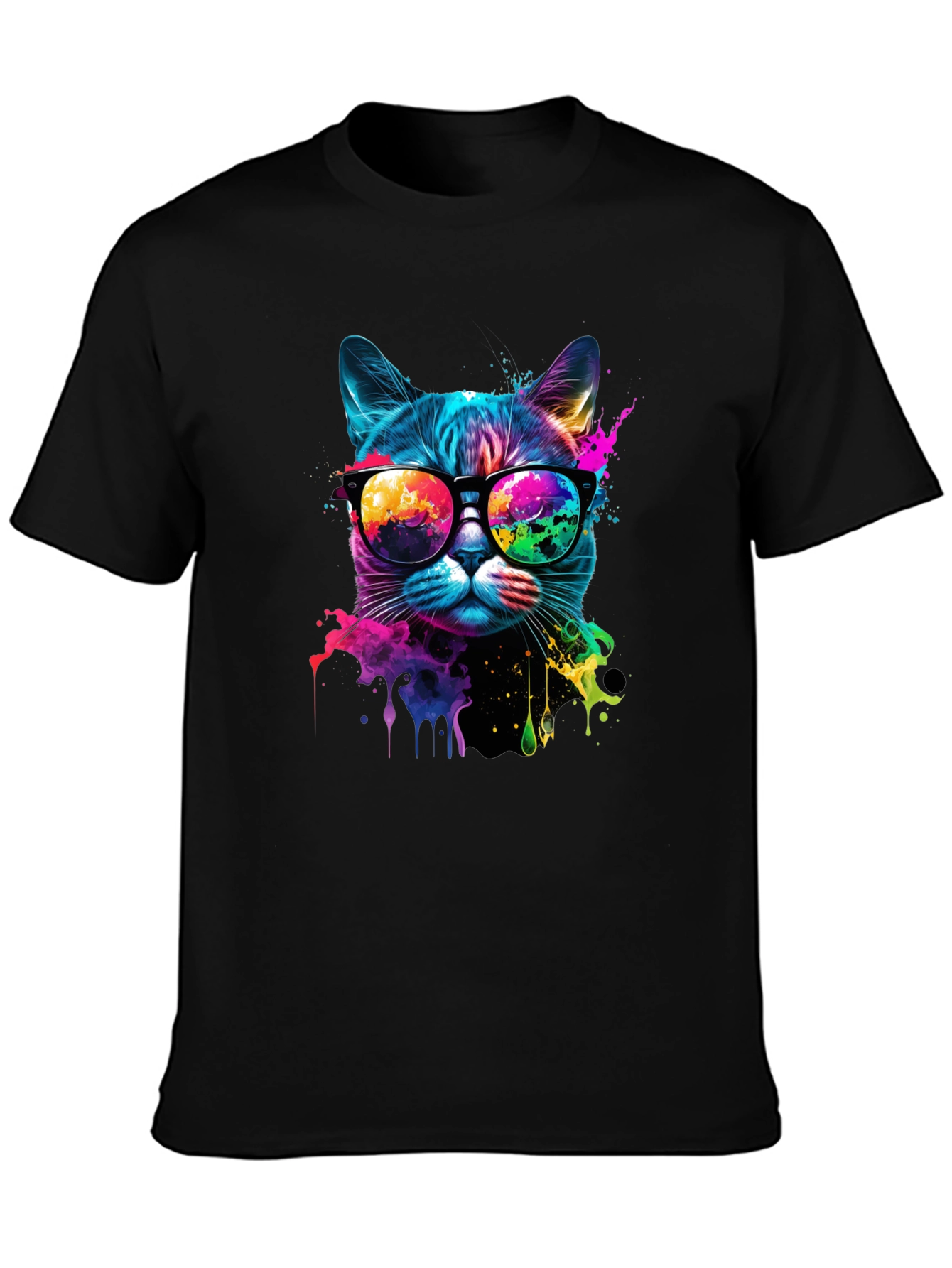 Cool Cat T-Shirt: Colorful Cat in Glasses
