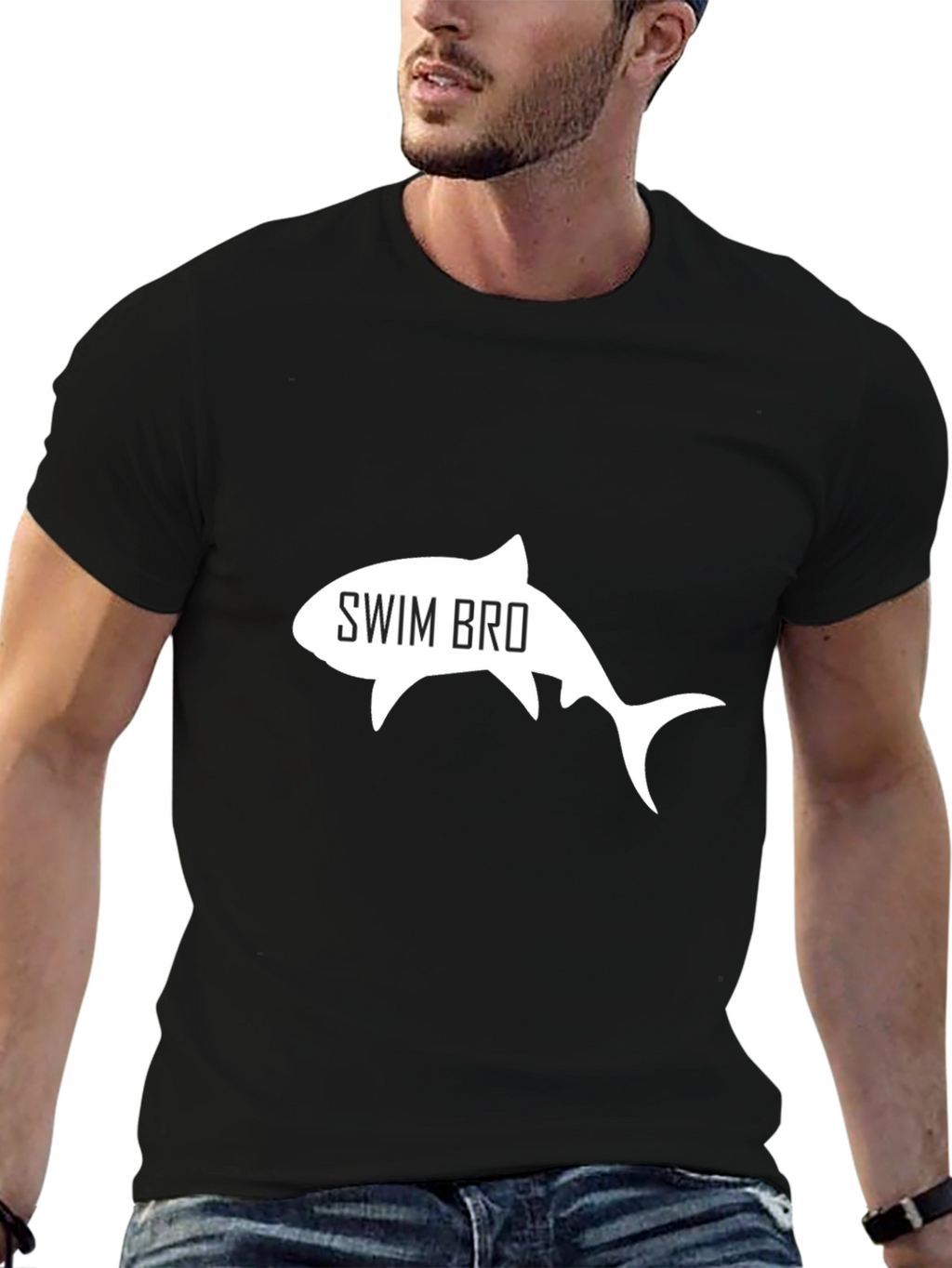 Swim Bro Shark Graphic Tee - Black
