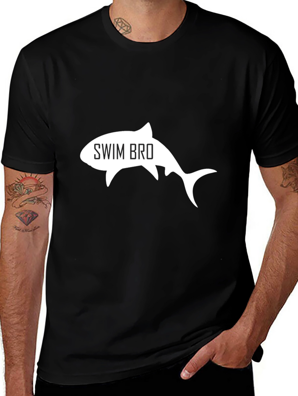 Swim Bro Shark Graphic Tee - Black