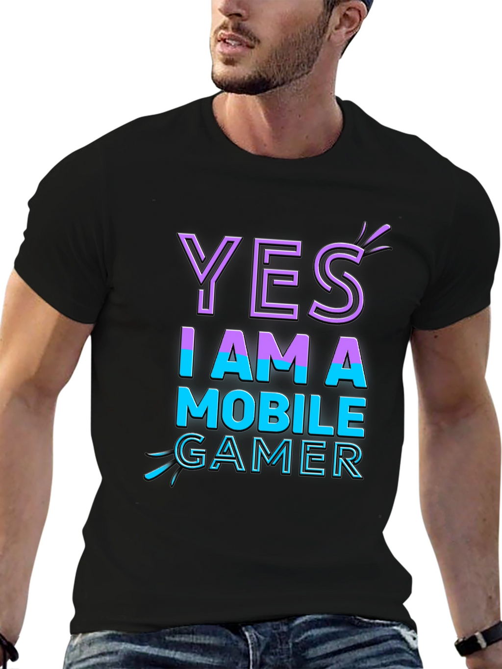 Yes I Am A Mobile Gamer Black T-Shirt
