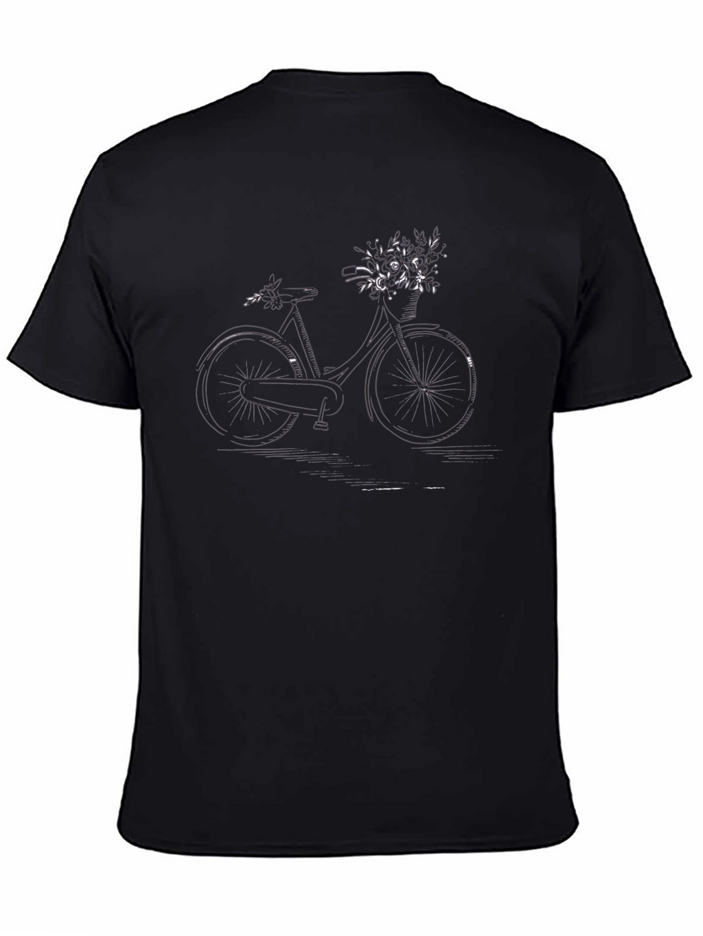 Black Bicycle with Flowers Graphic Tee