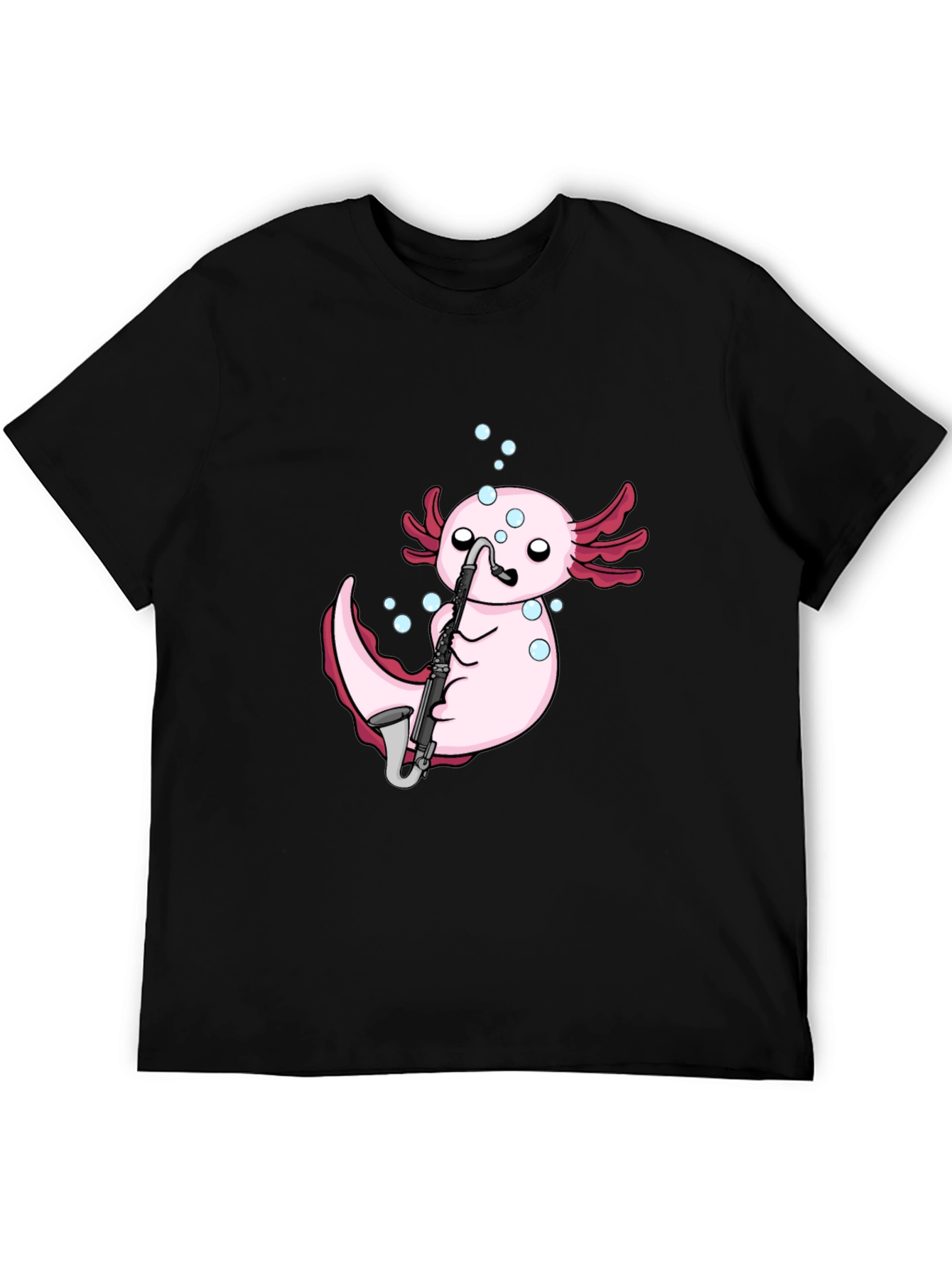 Axolotl Saxophone Black T-Shirt