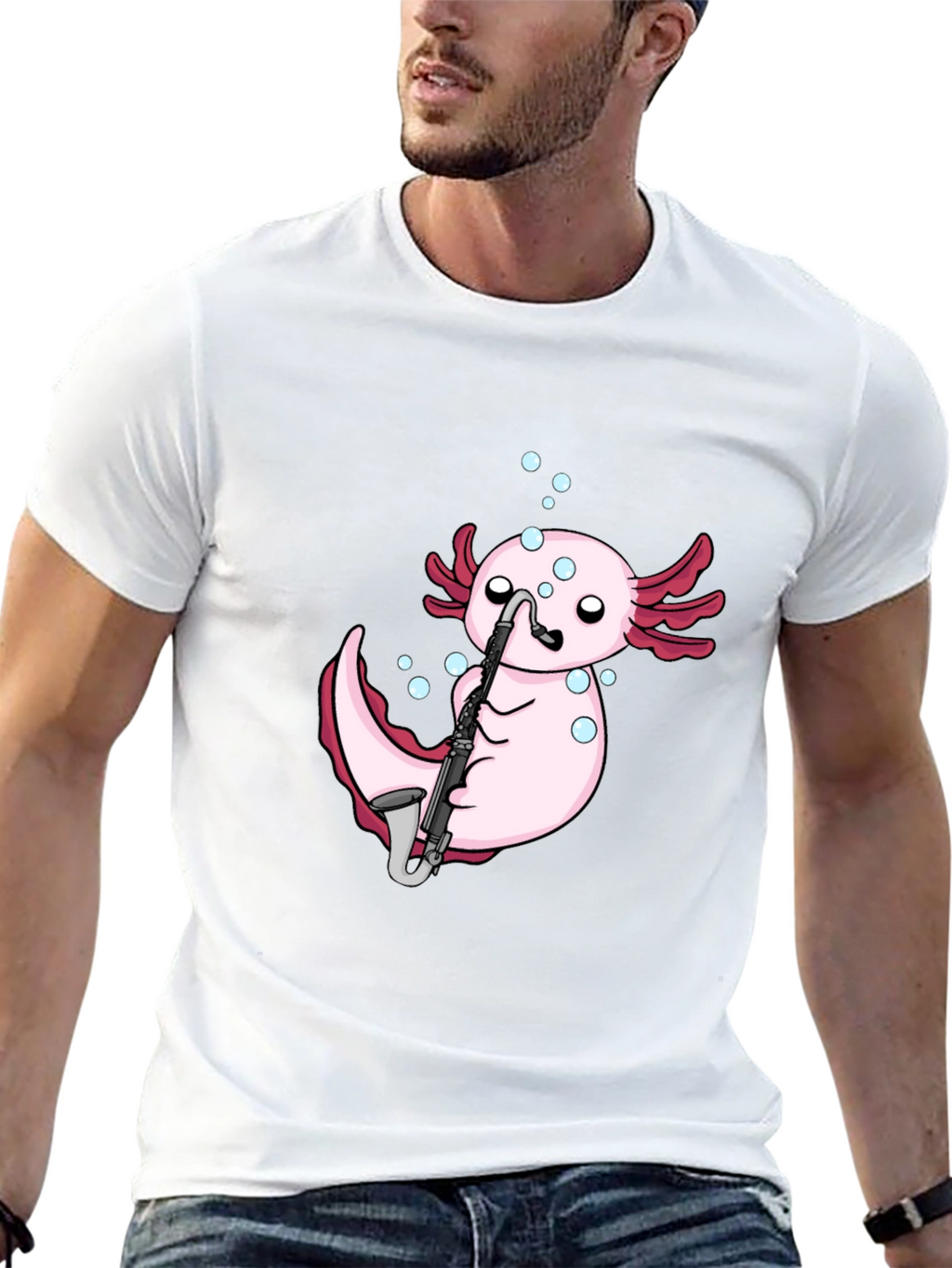 Axolotl Saxophone Black T-Shirt