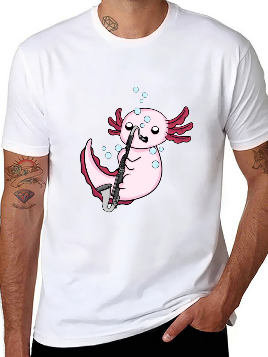 Axolotl Saxophone Black T-Shirt