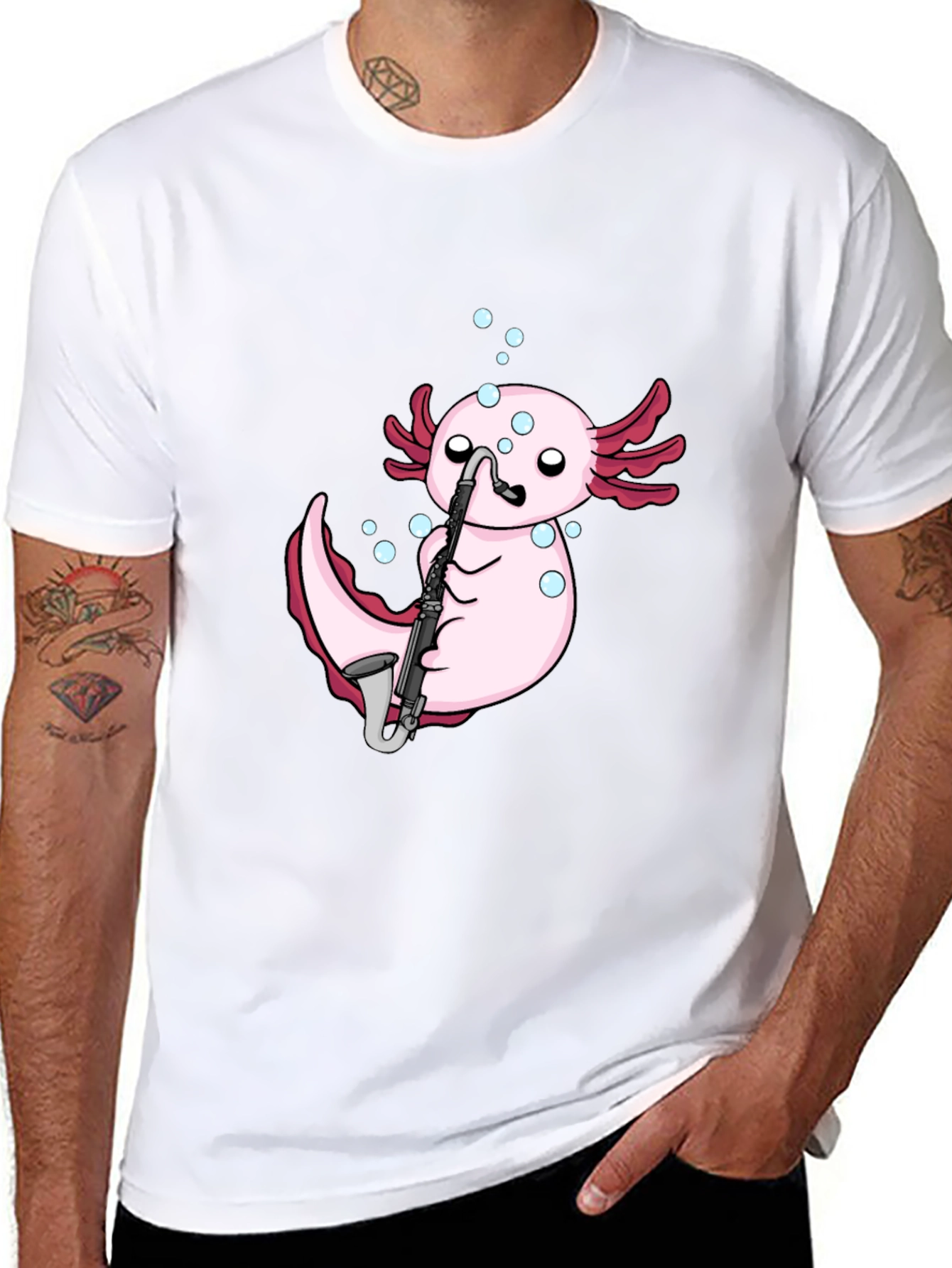 Axolotl Saxophone Black T-Shirt