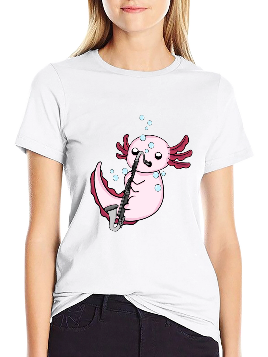 Axolotl Saxophone Black T-Shirt